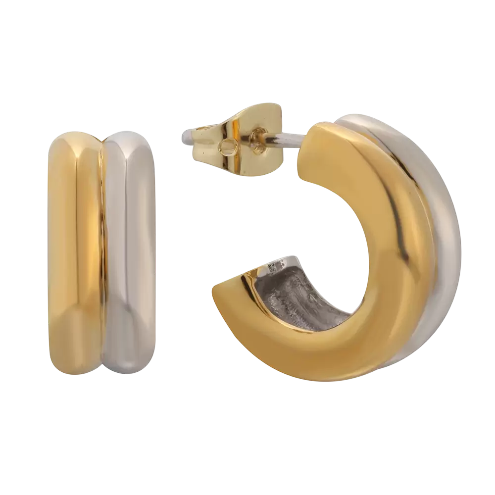 E04058K 925 스털링 실버 투톤 귀걸이