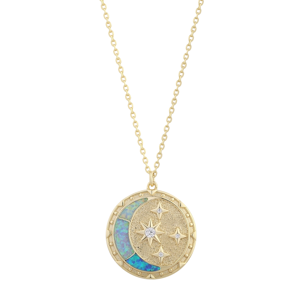 PLN03303 925 스털링 실버 오팔 큐빅 지르코니아 목걸이