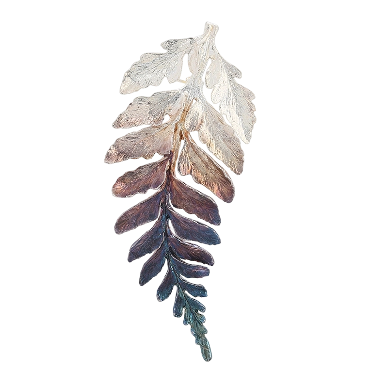 C00612 925 스털링 실버 나뭇잎 모양 수제 브로치