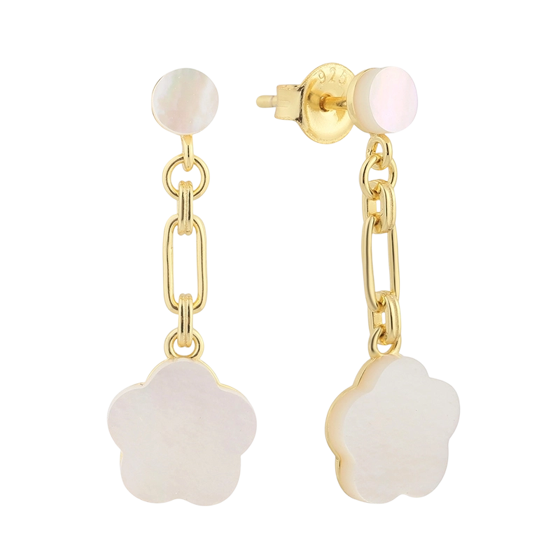 PLE07845 925 스털링 실버 자개 귀걸이