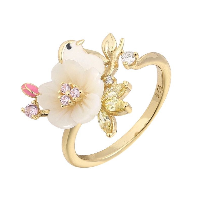 YR02679 925 스털링 실버 자개 반지