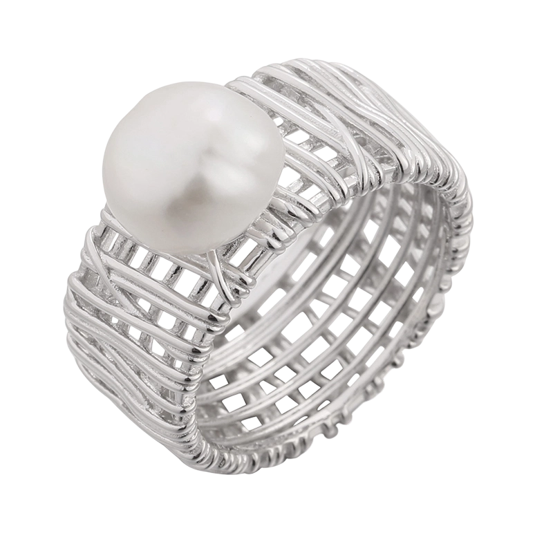 YR03378 925 스털링 실버 바로크 진주 반지